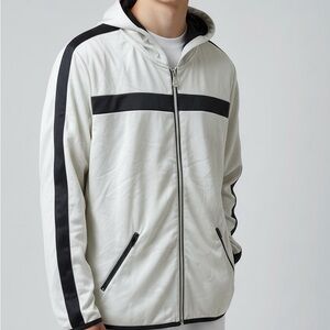 Vintage Oleg Cassini Sport Track Jacket White Black Zip Hoodie XL Men’s Athletic